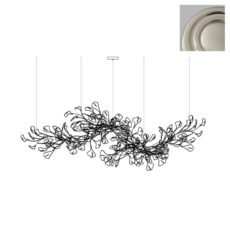 Gingko Chandelier Long Version Porcelain Nature Inspired - Letslighting