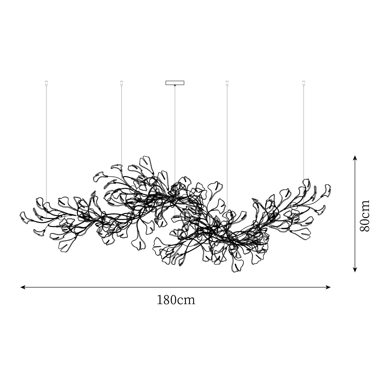 Gingko Chandelier Long Version Porcelain Nature Inspired - Letslighting
