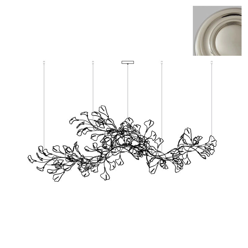 Gingko Chandelier Long Version Porcelain Leaf Branch Organic - Letslighting