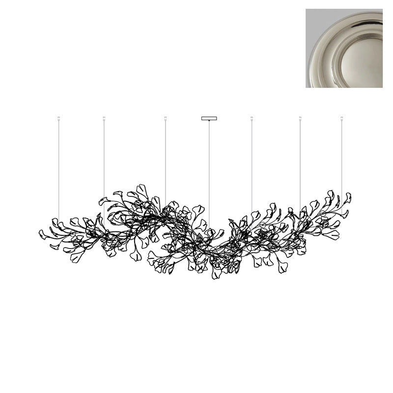 Gingko Chandelier Long Version Porcelain Nature Inspired - Letslighting