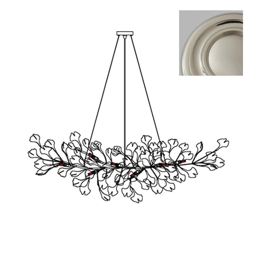 Chandelier White Ceramic Ginkgo Petals Gold Organic Art Nouveau - Letslighting