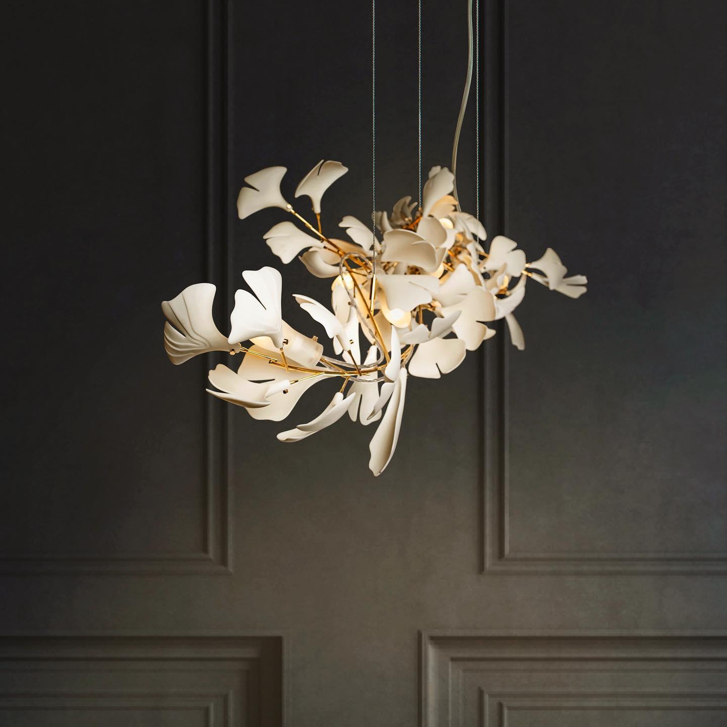 Gingko Chandelier G Style Leaf Branch Shape Modern - Letslighting