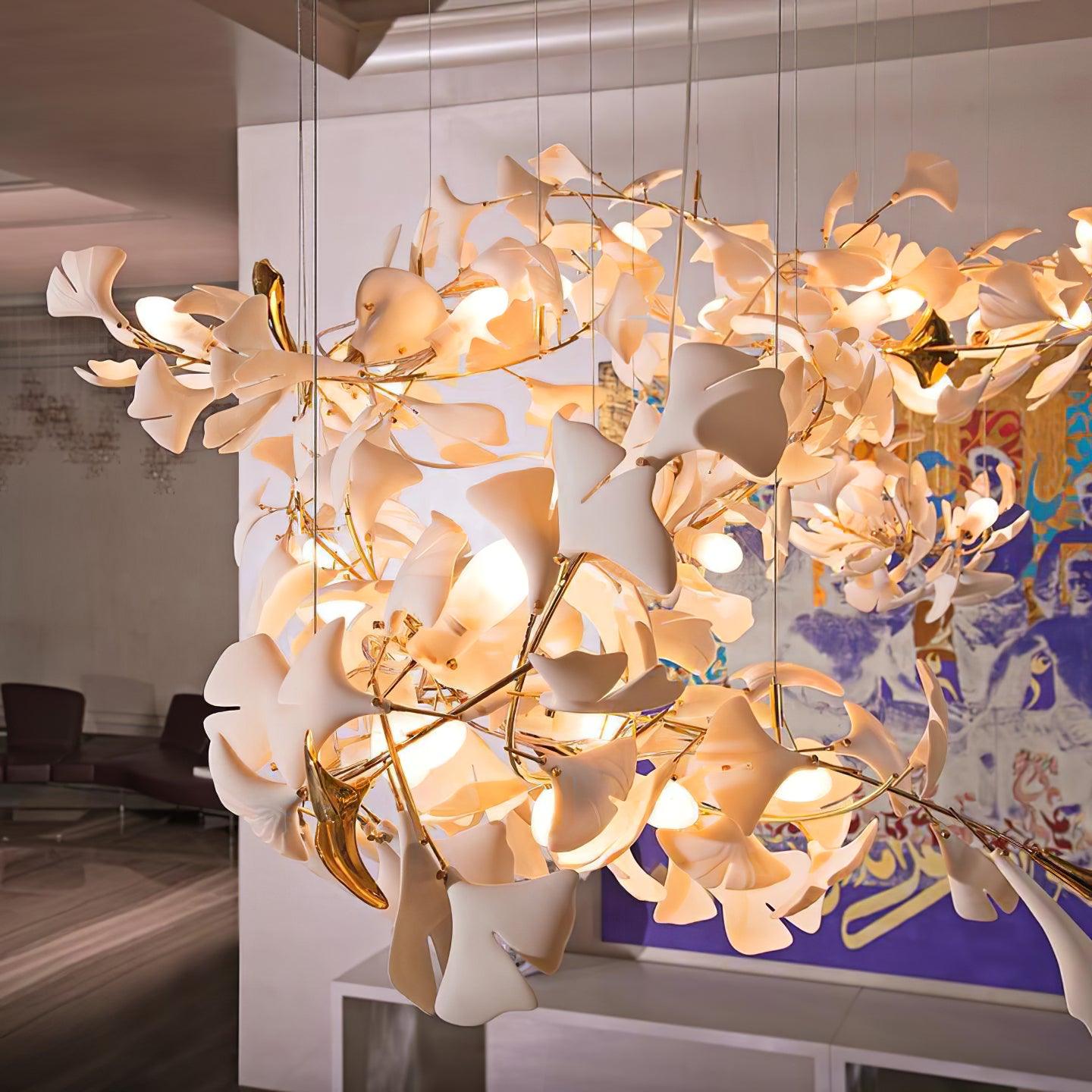 Gingko Chandelier G Style Leaf Branch Shape Modern - Letslighting