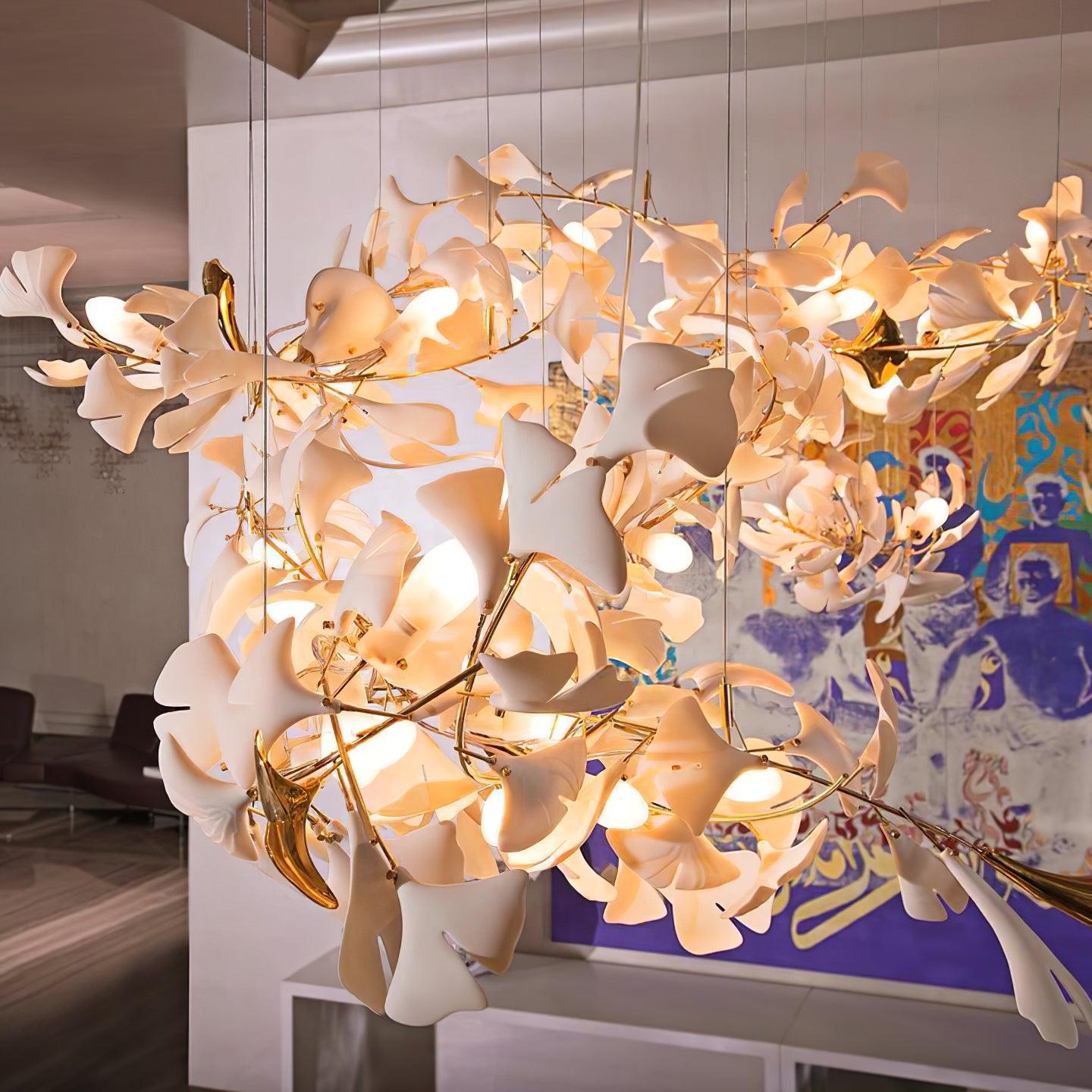 Gingko Chandelier G Style Leaf Branch Shape Modern - Letslighting