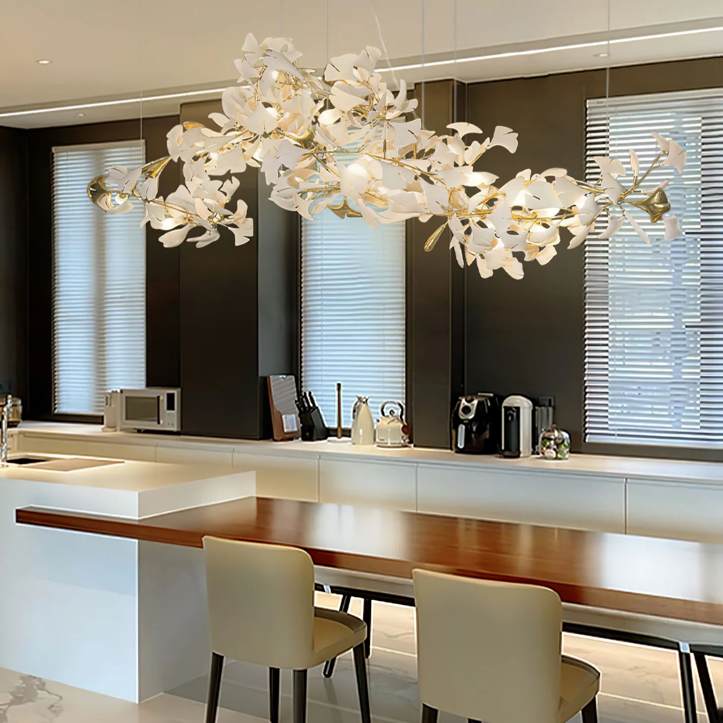 Eurzoris Gingko Metal Leaf Chandelier - Blowlighting