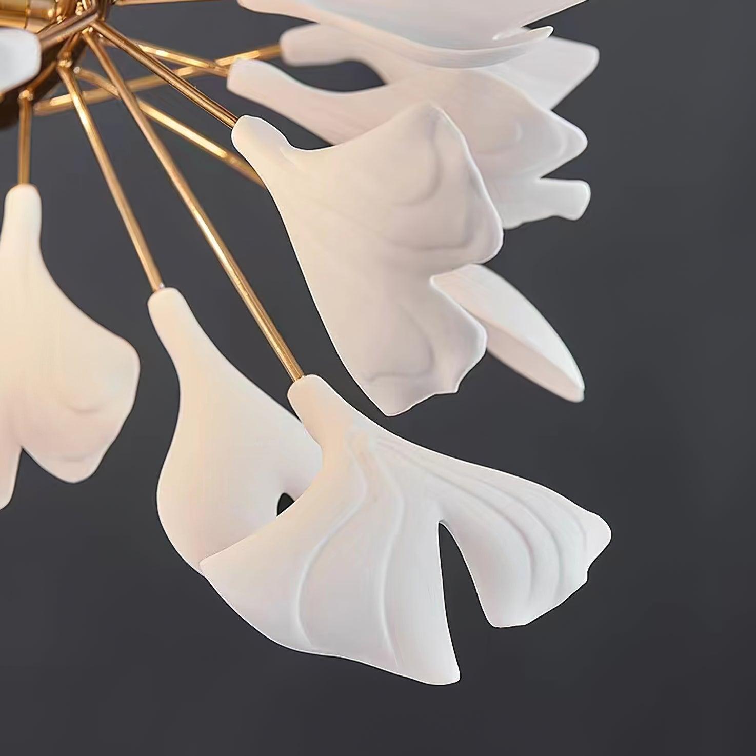 Chandelier Frame Ceramic Gingko White Gold Shade Modern Art - Letslighting