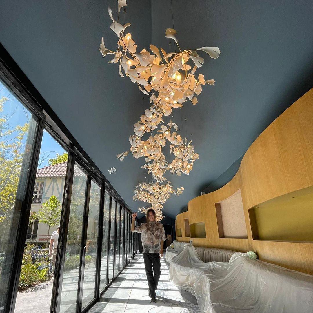 Gingko Chandelier Leaf Form Pendant Nature Inspired - Letslighting