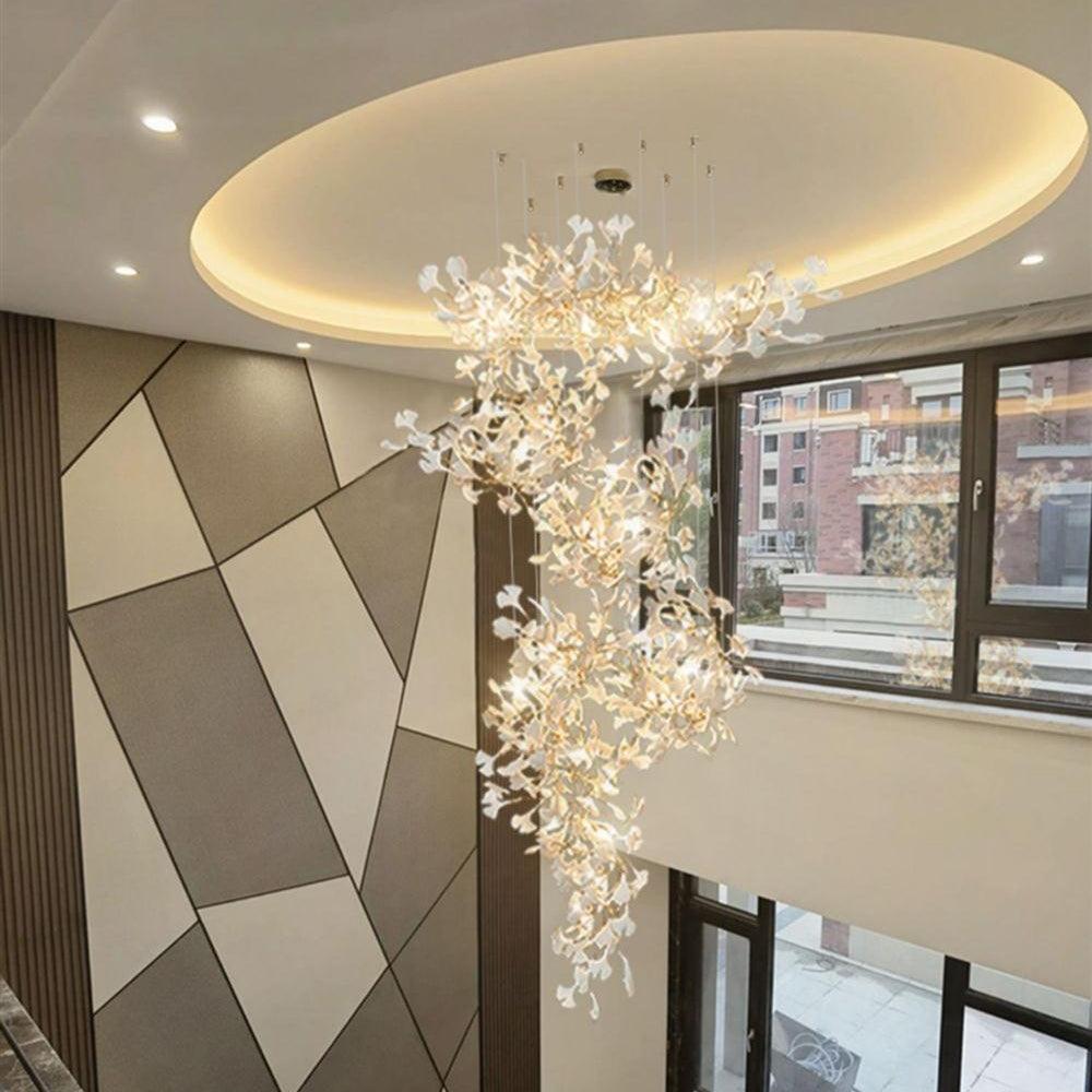Gingko Chandelier Leaf Form Pendant Nature Inspired - Letslighting