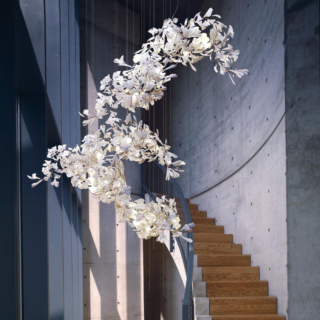 Gingko Chandelier Leaf Form Pendant Nature Inspired - Letslighting