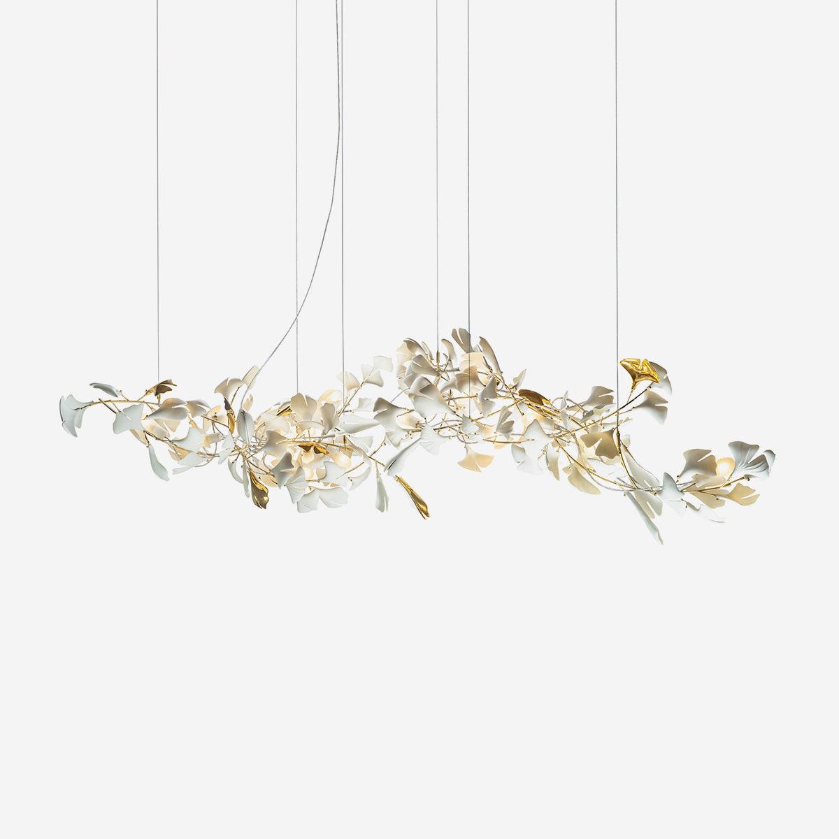 Chandelier Frame Ceramic Gingko Leaf Shade White Gold Modern - Letslighting