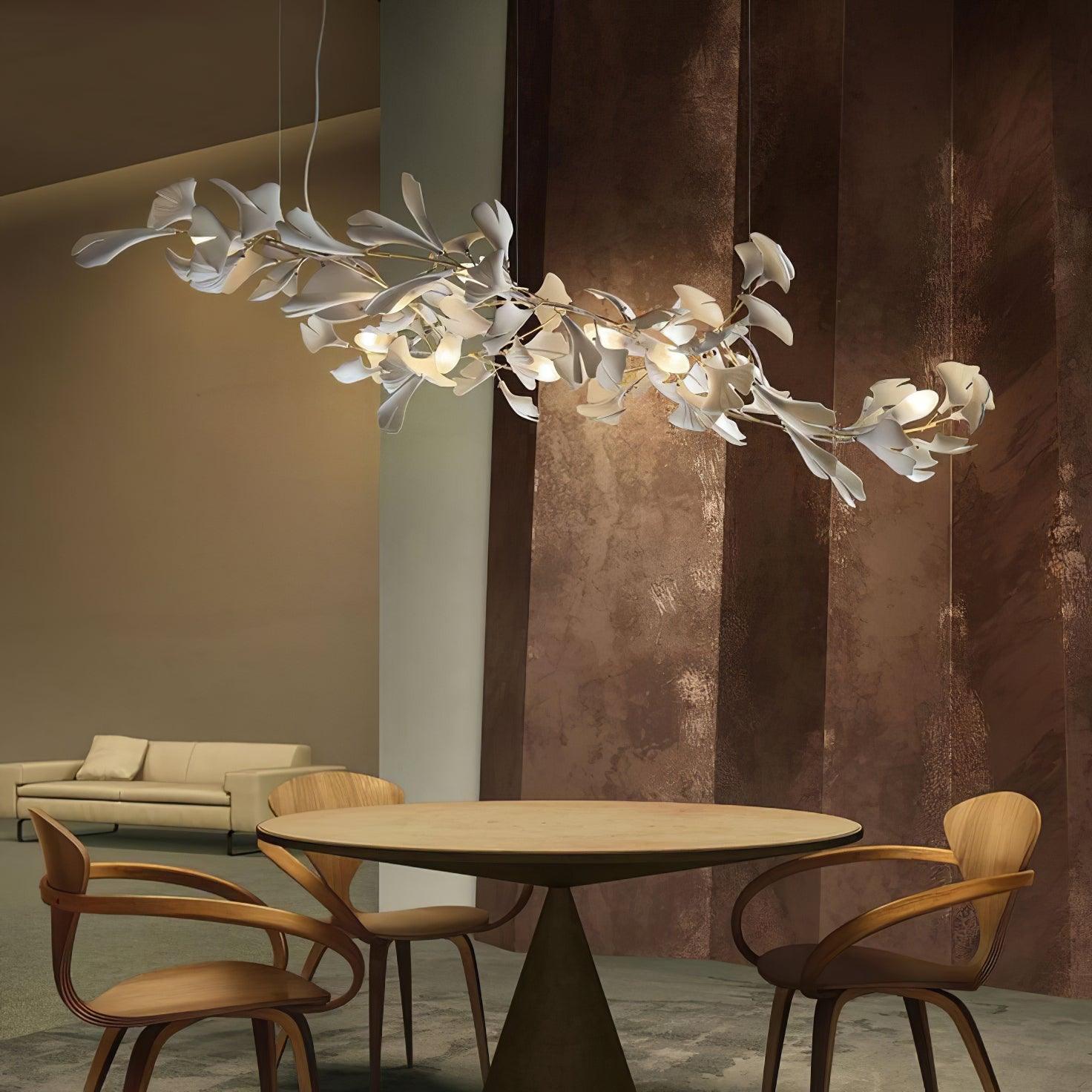 Chandelier Frame Ceramic Gingko Leaf Shade White Gold Modern - Letslighting