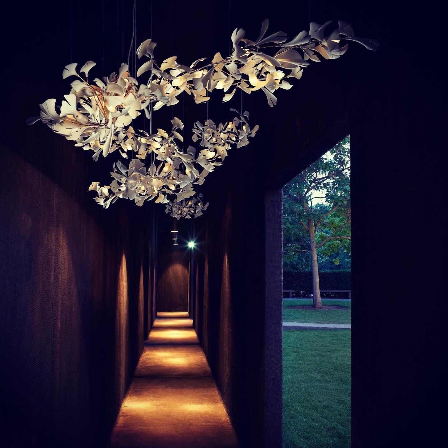 Chandelier Frame Ceramic Gingko Leaf Shade White Gold Modern - Letslighting