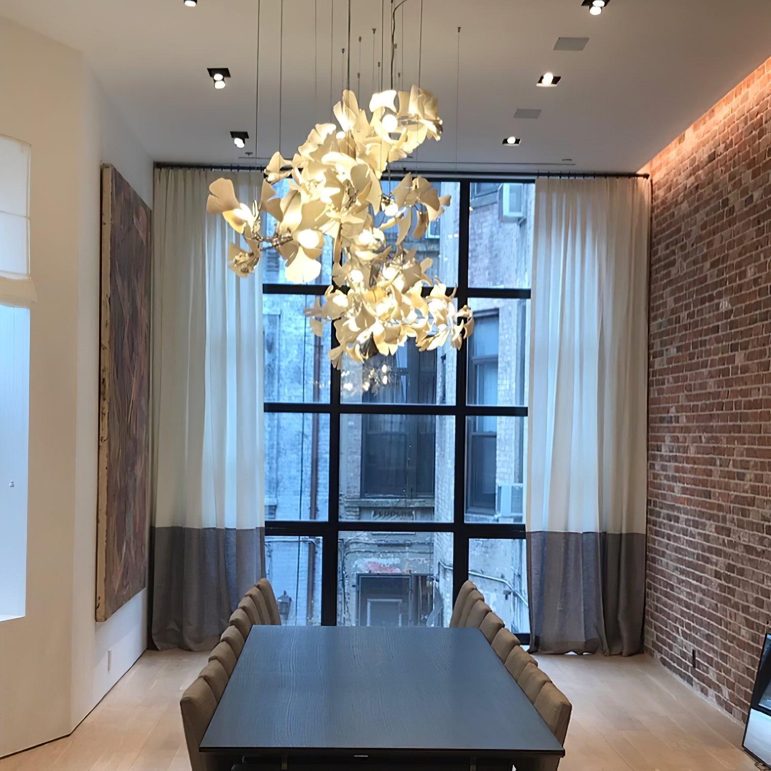 Chandelier Frame Ceramic Gingko Leaf Shade White Gold Modern - Letslighting