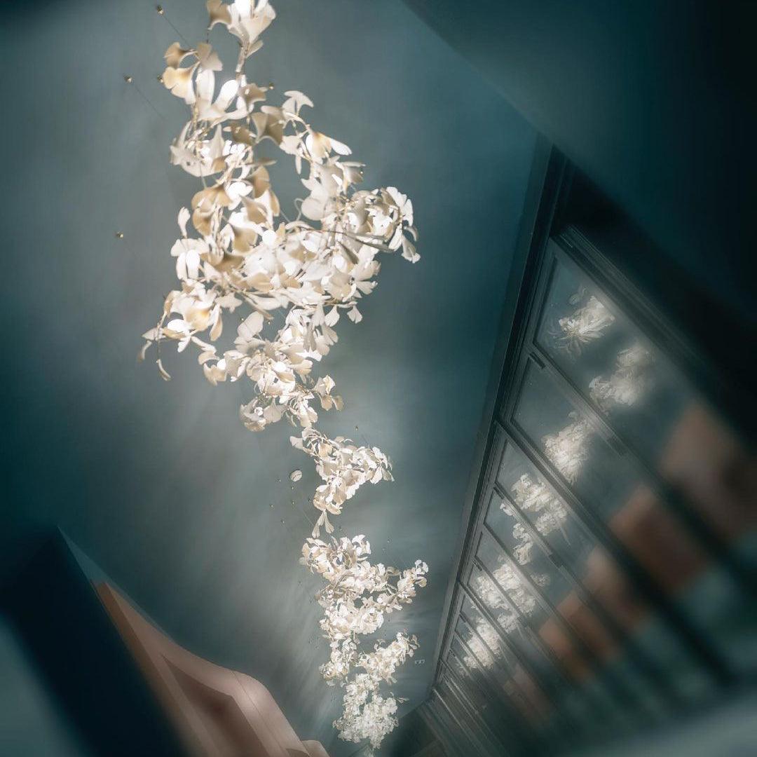 Chandelier Frame Ceramic Gingko Leaf Shade White Gold Modern - Letslighting