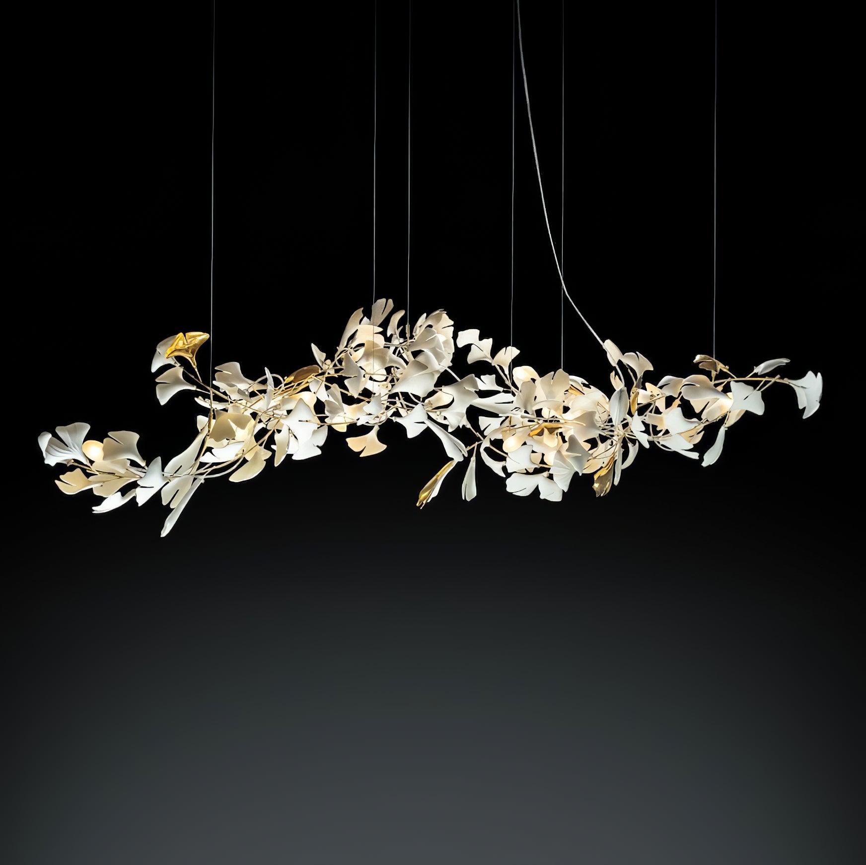 Chandelier Frame Ceramic Gingko Leaf Shade White Gold Modern - Letslighting