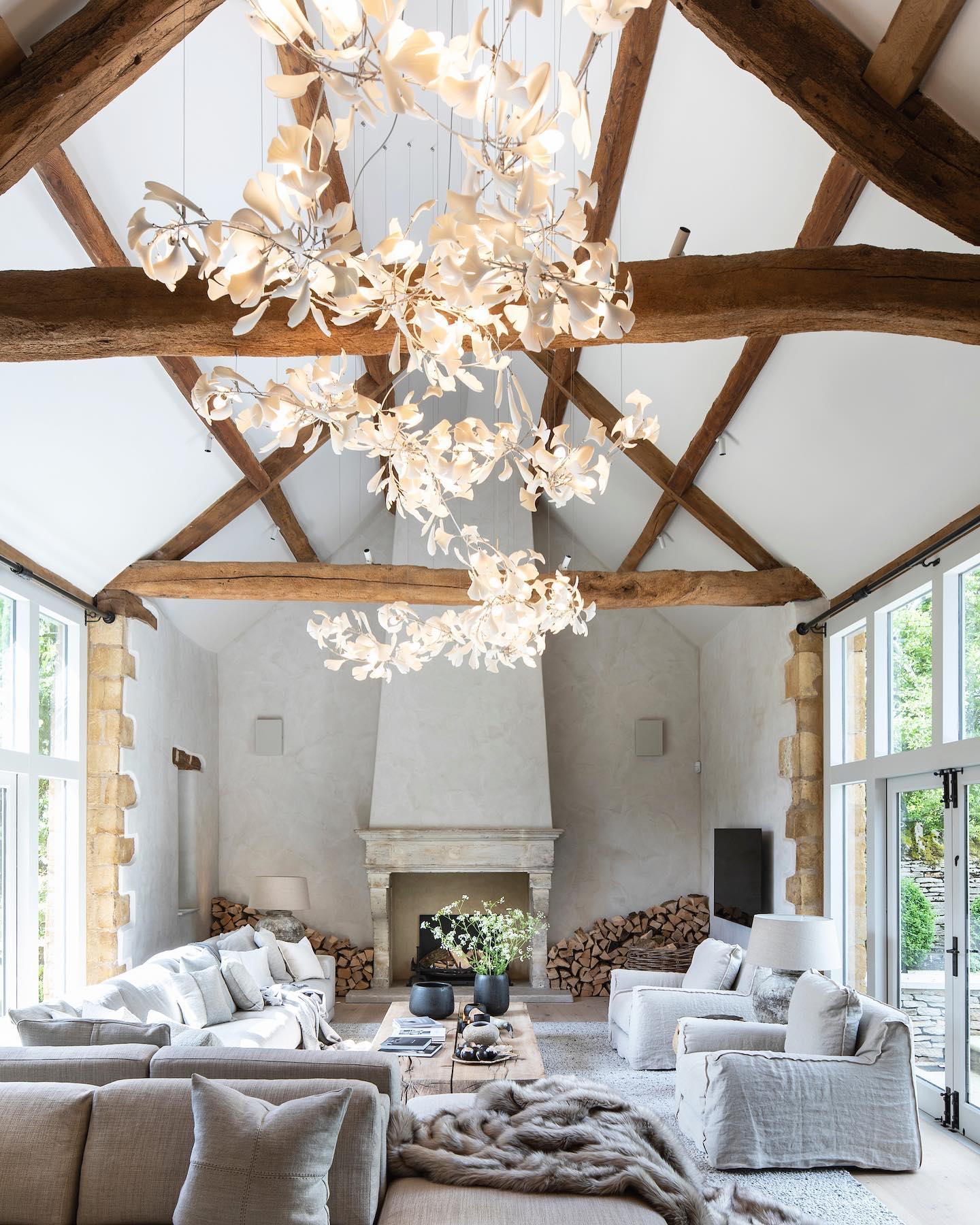Chandelier Frame Ceramic Gingko Leaf Shade White Gold Modern - Letslighting