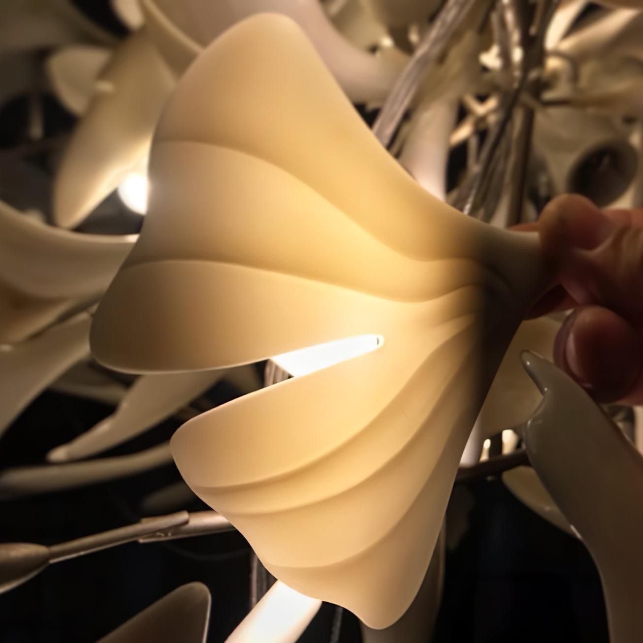 Chandelier Frame Ceramic Gingko Leaf Shade White Gold Modern - Letslighting
