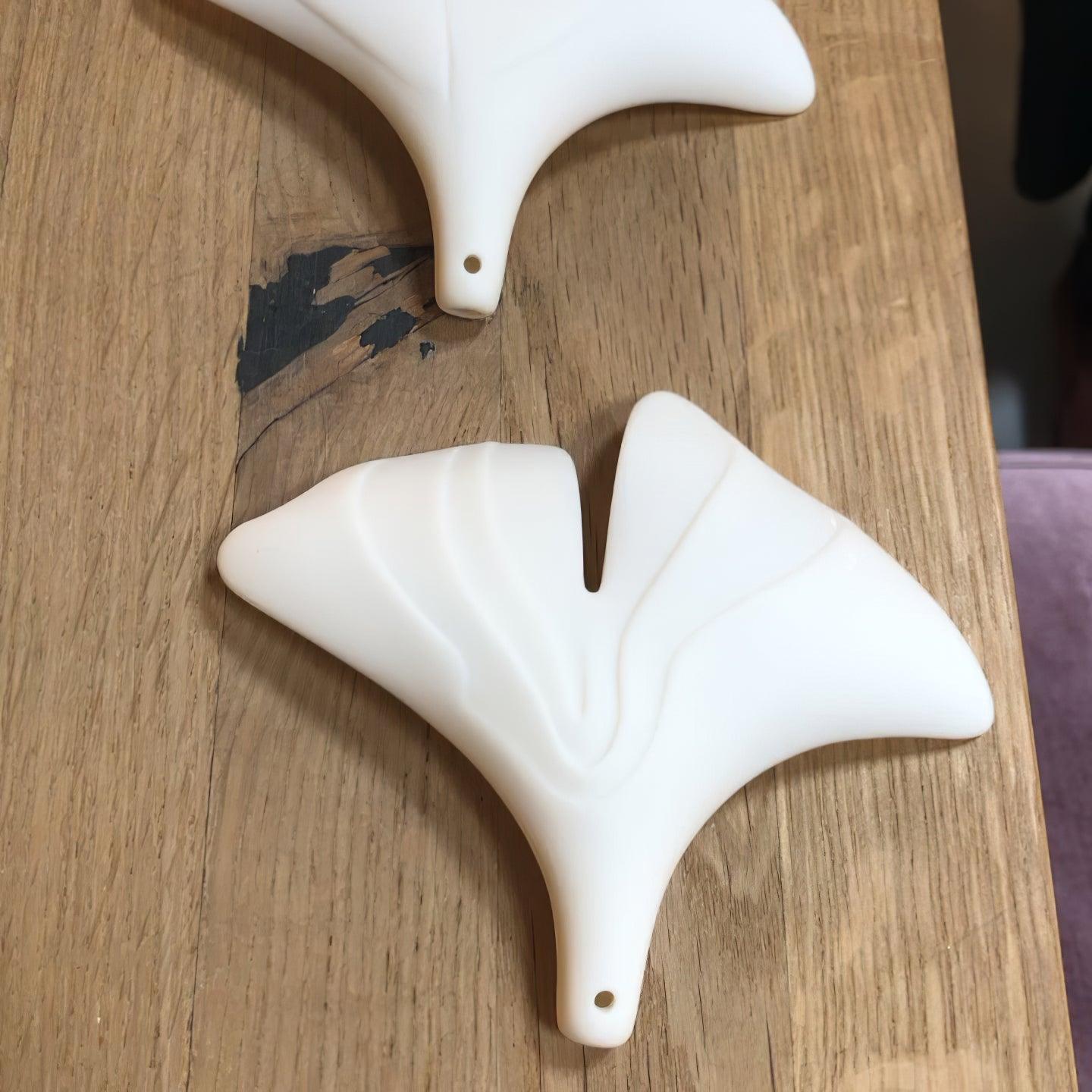 Chandelier Frame Ceramic Gingko Leaf Shade White Gold Modern - Letslighting