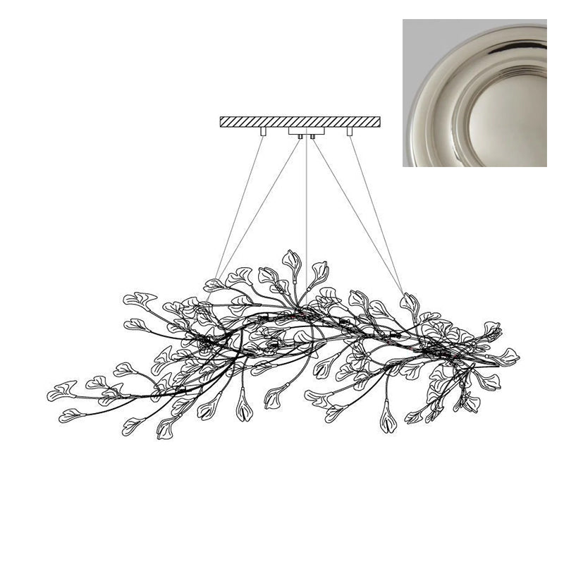 Chandelier Frame Ceramic Gingko Leaf Shade White Gold Modern - Letslighting
