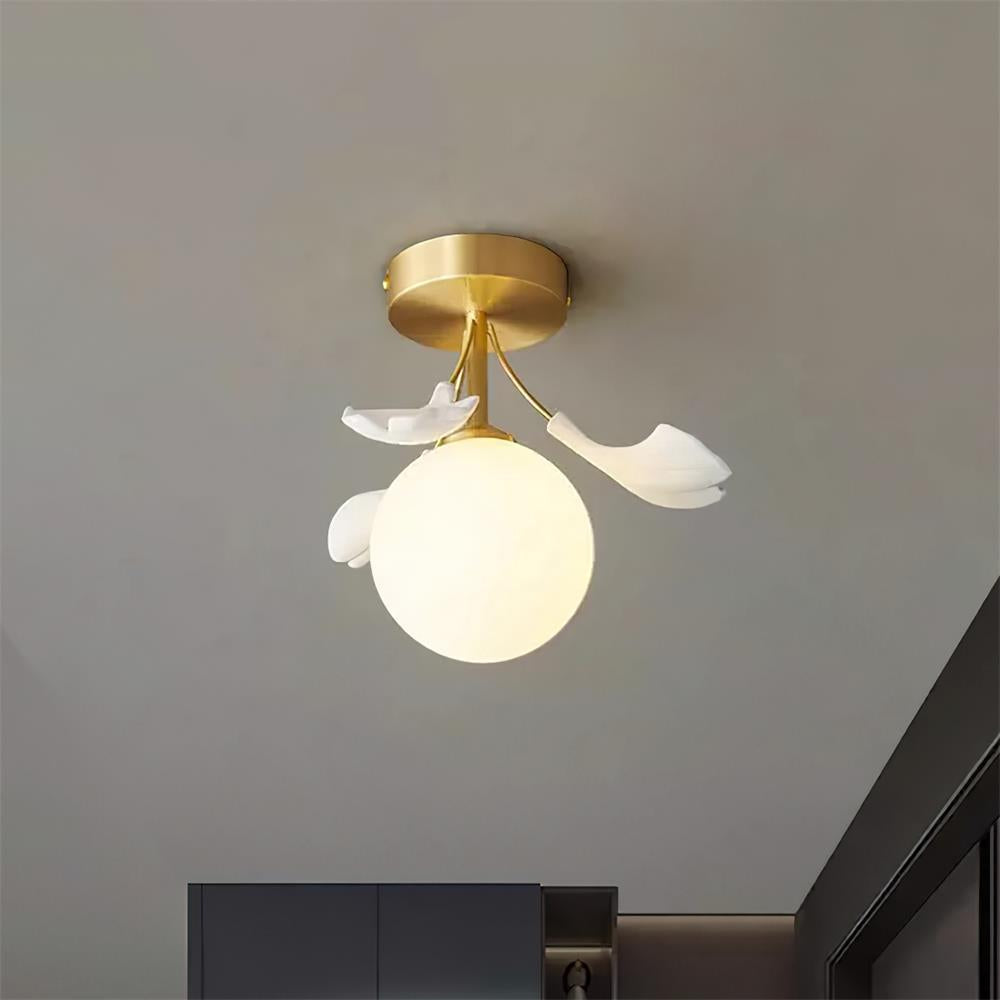 Ginkgo Ceiling Light Rosalia Ginkgo Leaf Golden Base - Letslighting