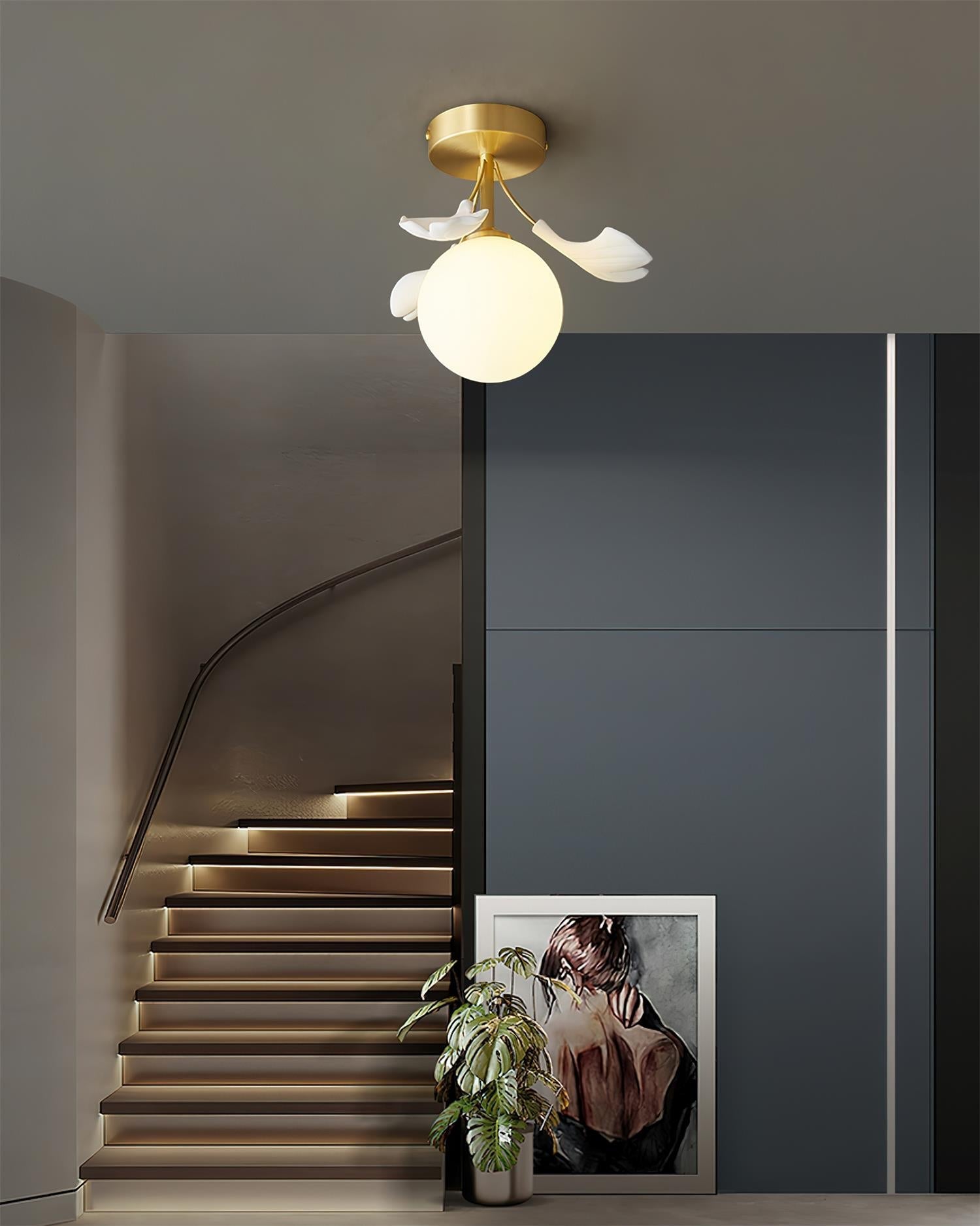 Ginkgo Ceiling Light Rosalia Ginkgo Leaf Golden Base - Letslighting