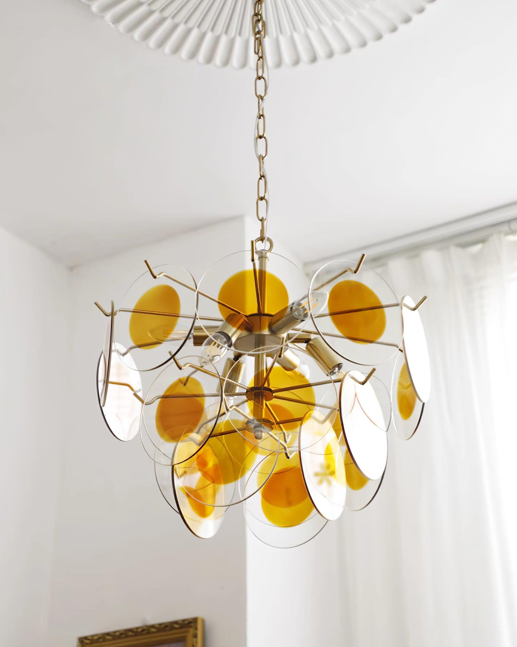 Gino Chandelier Glass Brass Caramel Modern - Letslighting