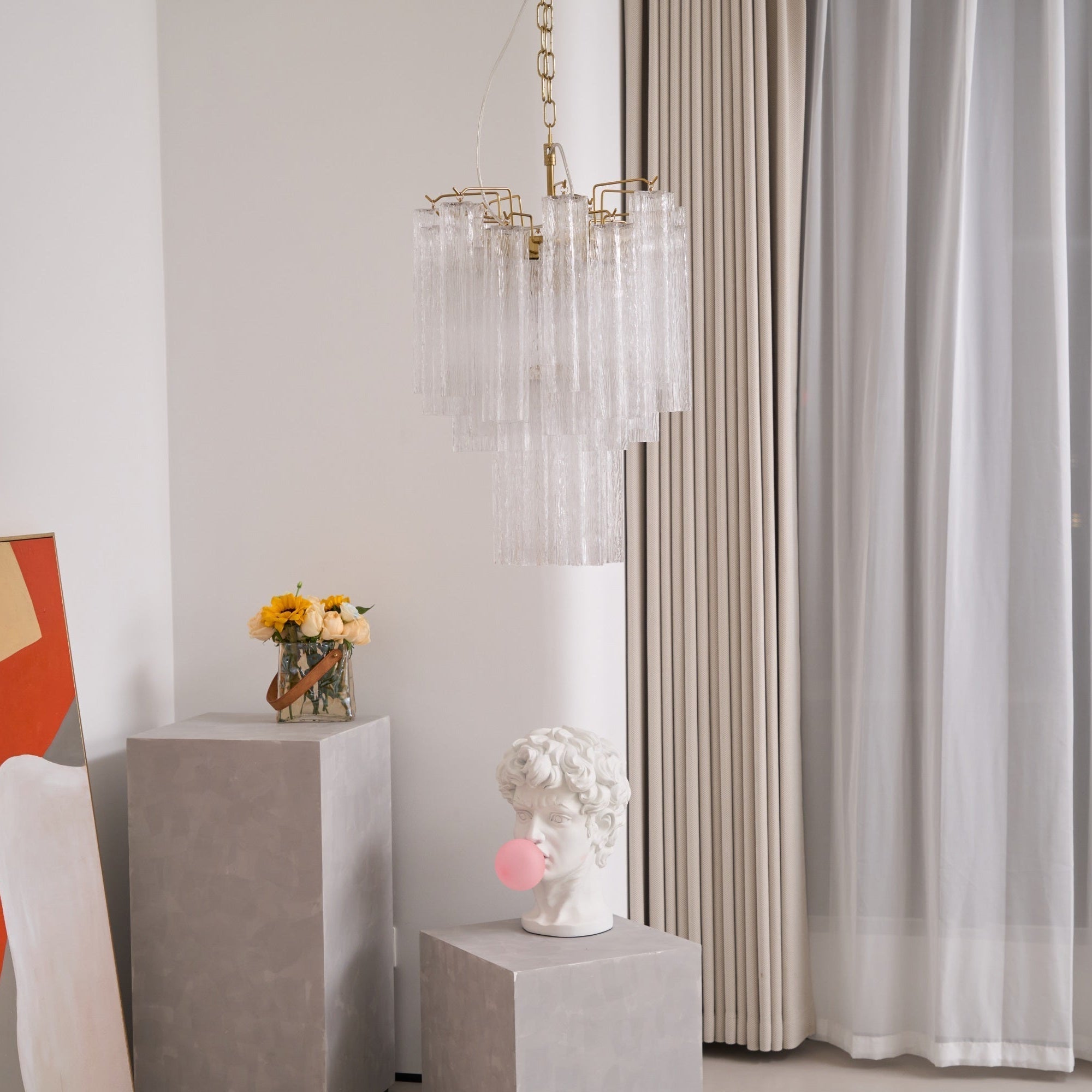 Aurora Chandelier Clear Murano Glass Tube Tiered Modern - Letslighting