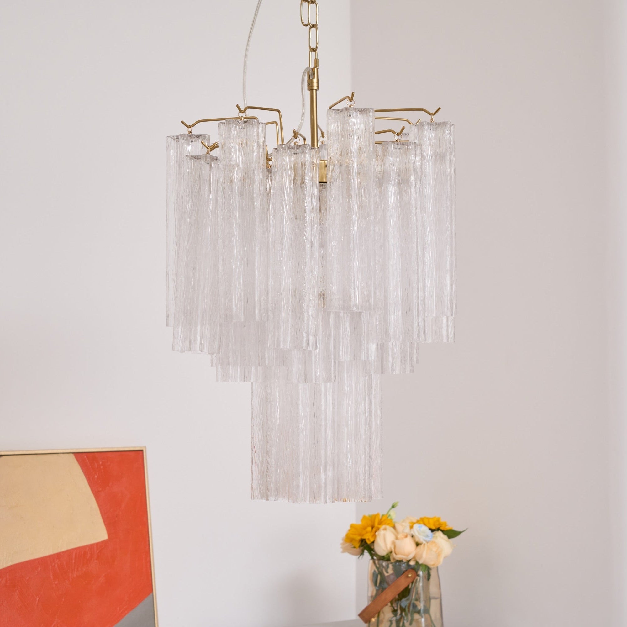 Aurora Chandelier Clear Murano Glass Tube Tiered Modern - Letslighting