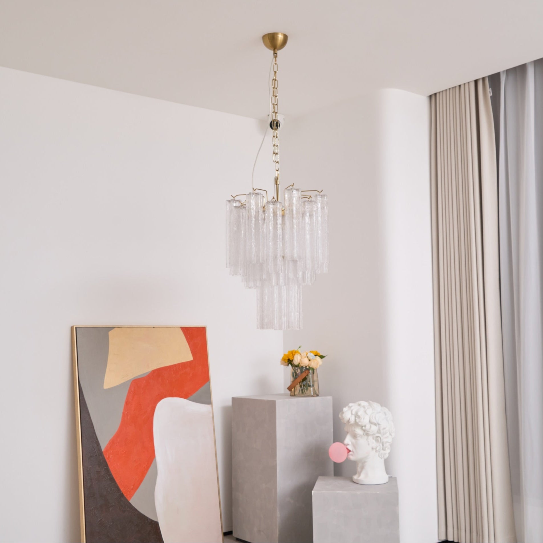 Aurora Chandelier Clear Murano Glass Tube Tiered Modern - Letslighting