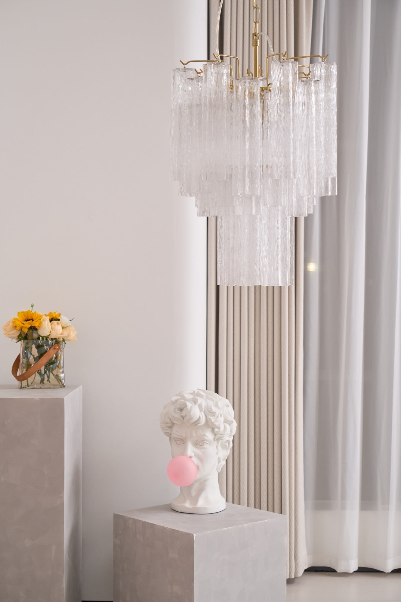 Aurora Chandelier Clear Murano Glass Tube Tiered Modern - Letslighting