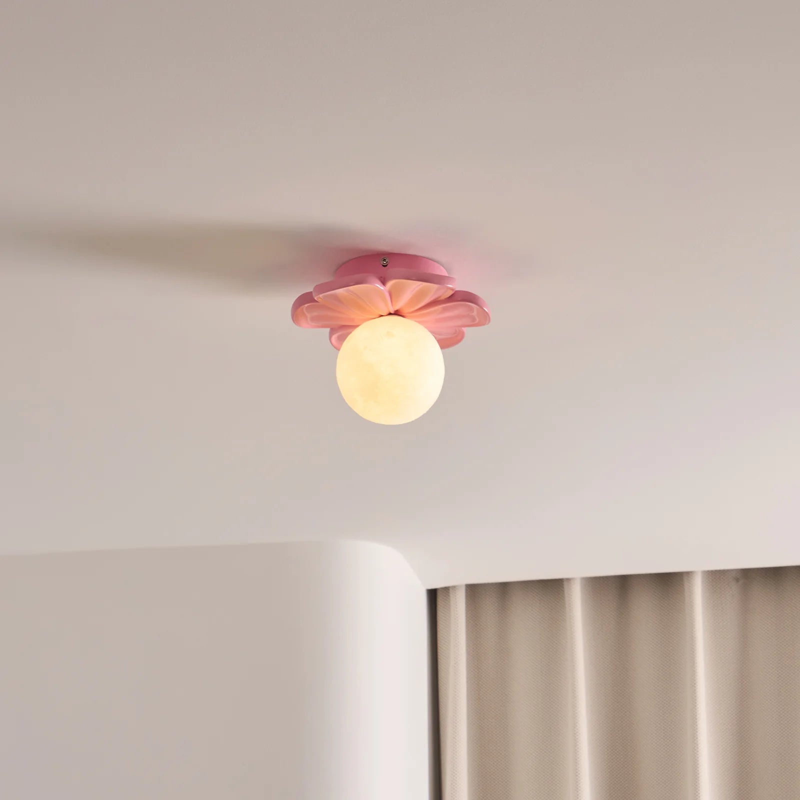 Arisha Resin Pink Beige Flower Ceiling Lamp Dining Room Bedroom