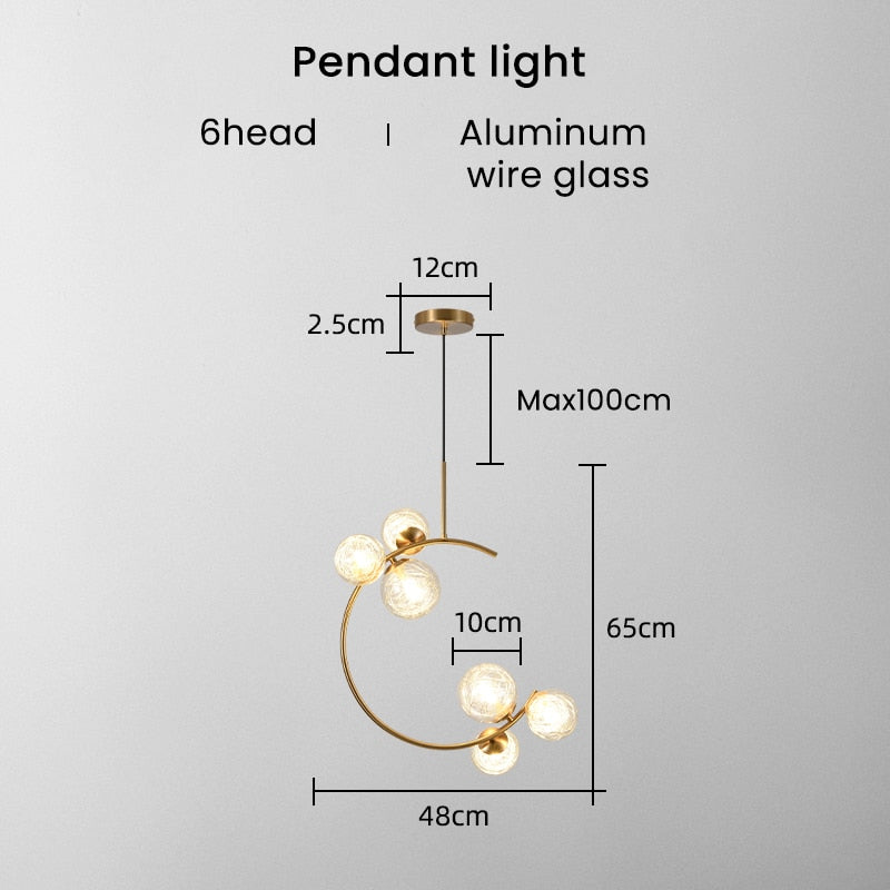 Valentina Boule de Verre Bulles Lampes Suspendues Lampes Dorées Suspension