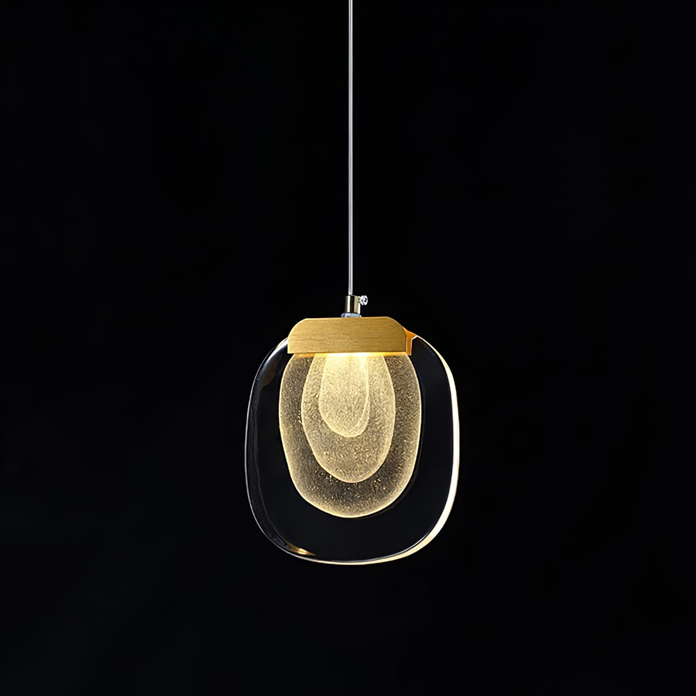 Pendant Lamp Ripple Glass Shade Gold Accent Scandinavian LED - Letslighting