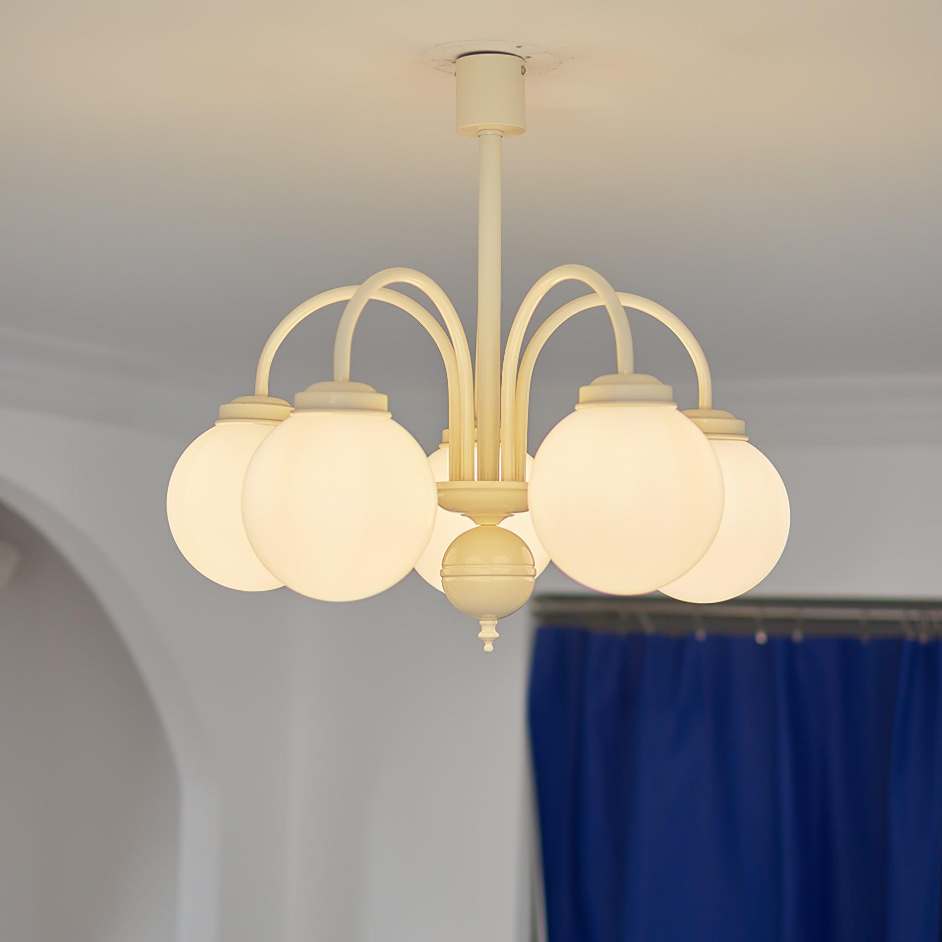 Cream Glass Sphere Chandelier - Blowlighting