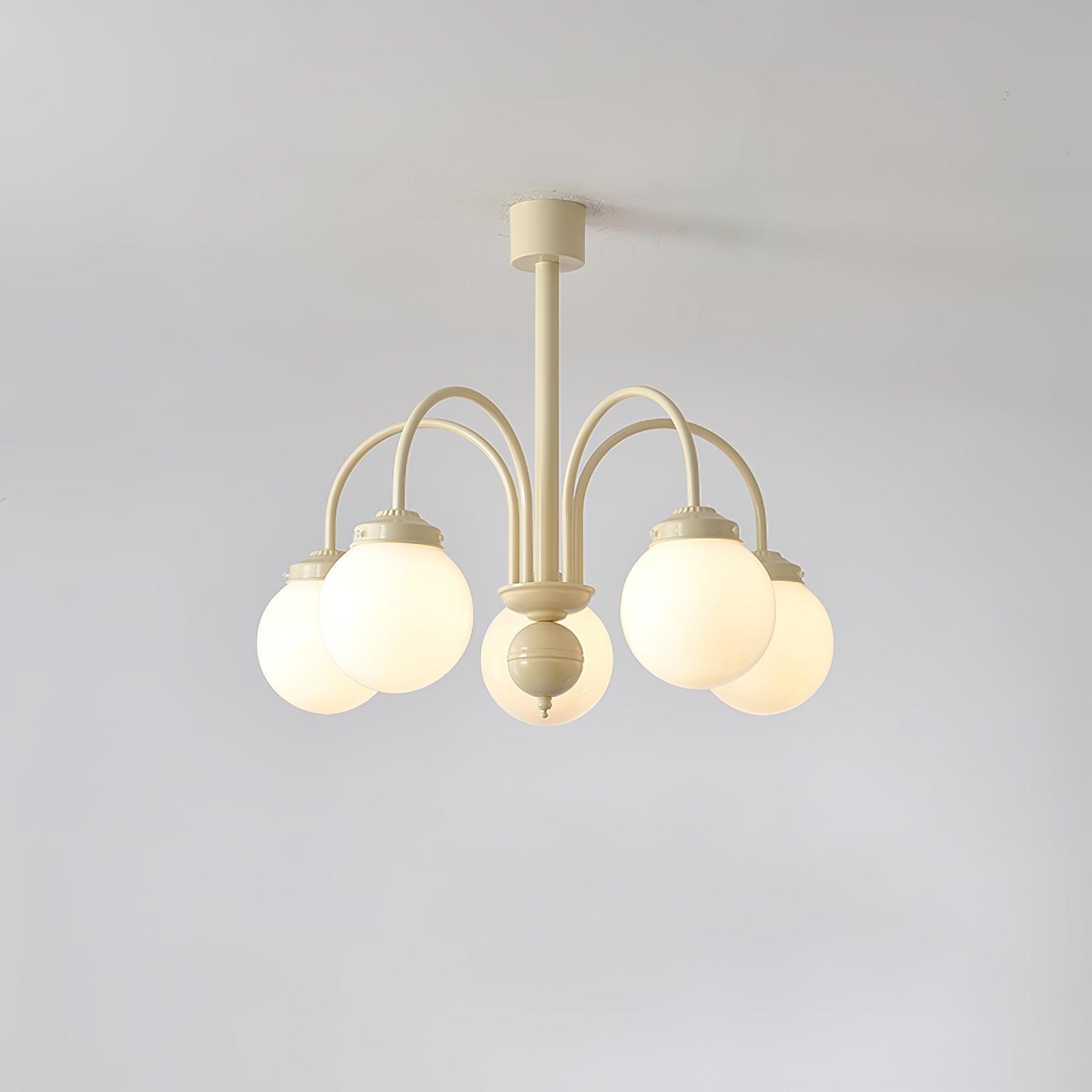 Cream Glass Sphere Chandelier - Blowlighting