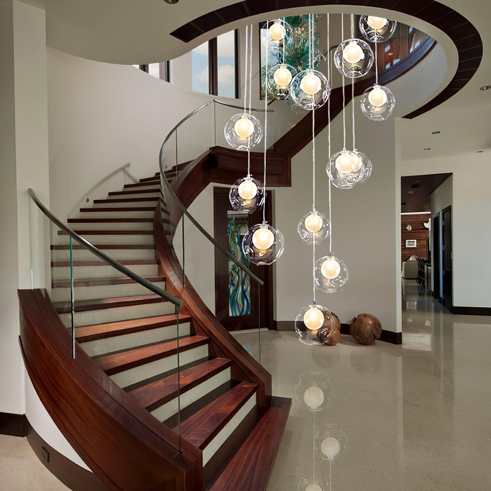 Verona Clear Globe Cluster Chandelier Staircases - Letslighting