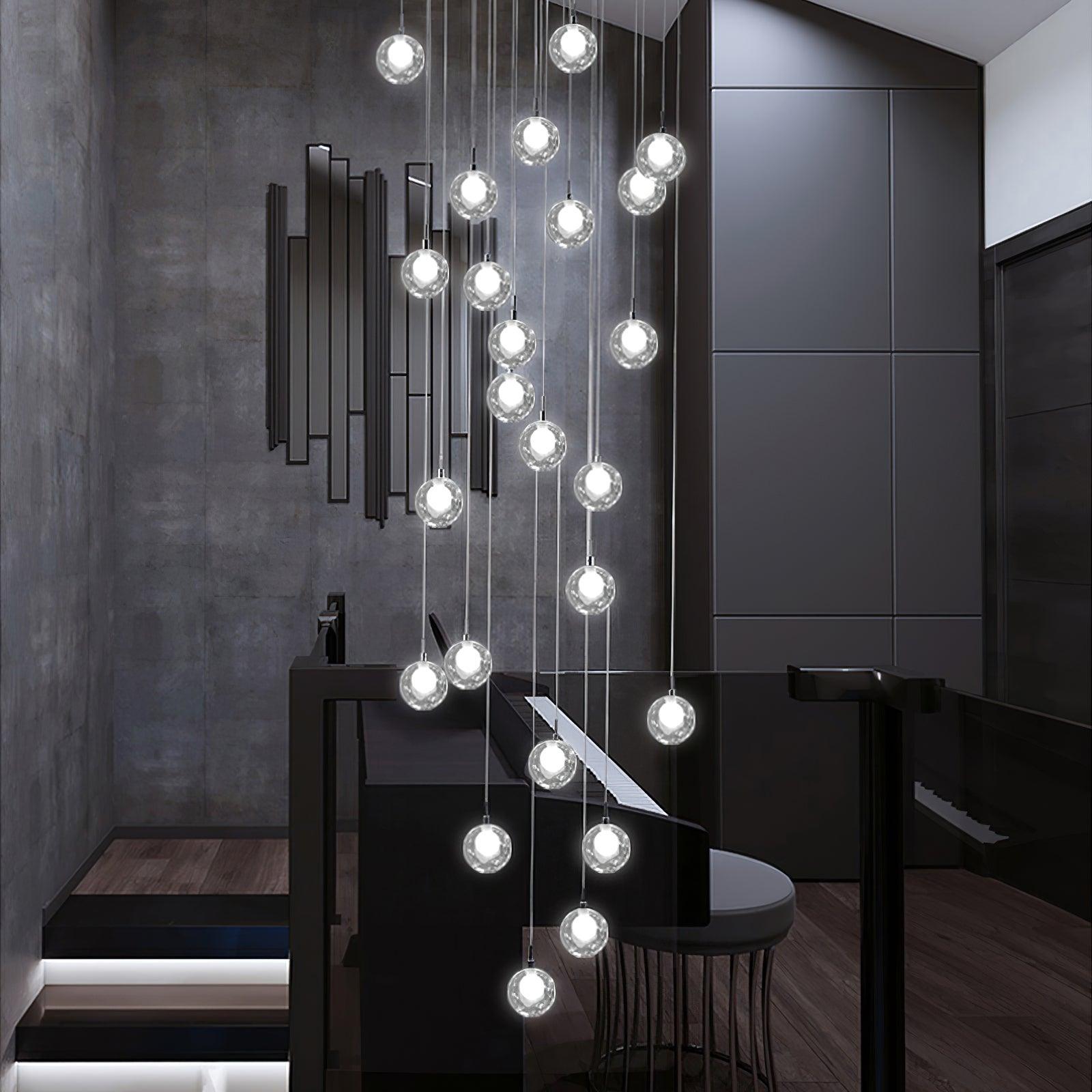 Verona Clear Globe Cluster Chandelier Staircases - Letslighting