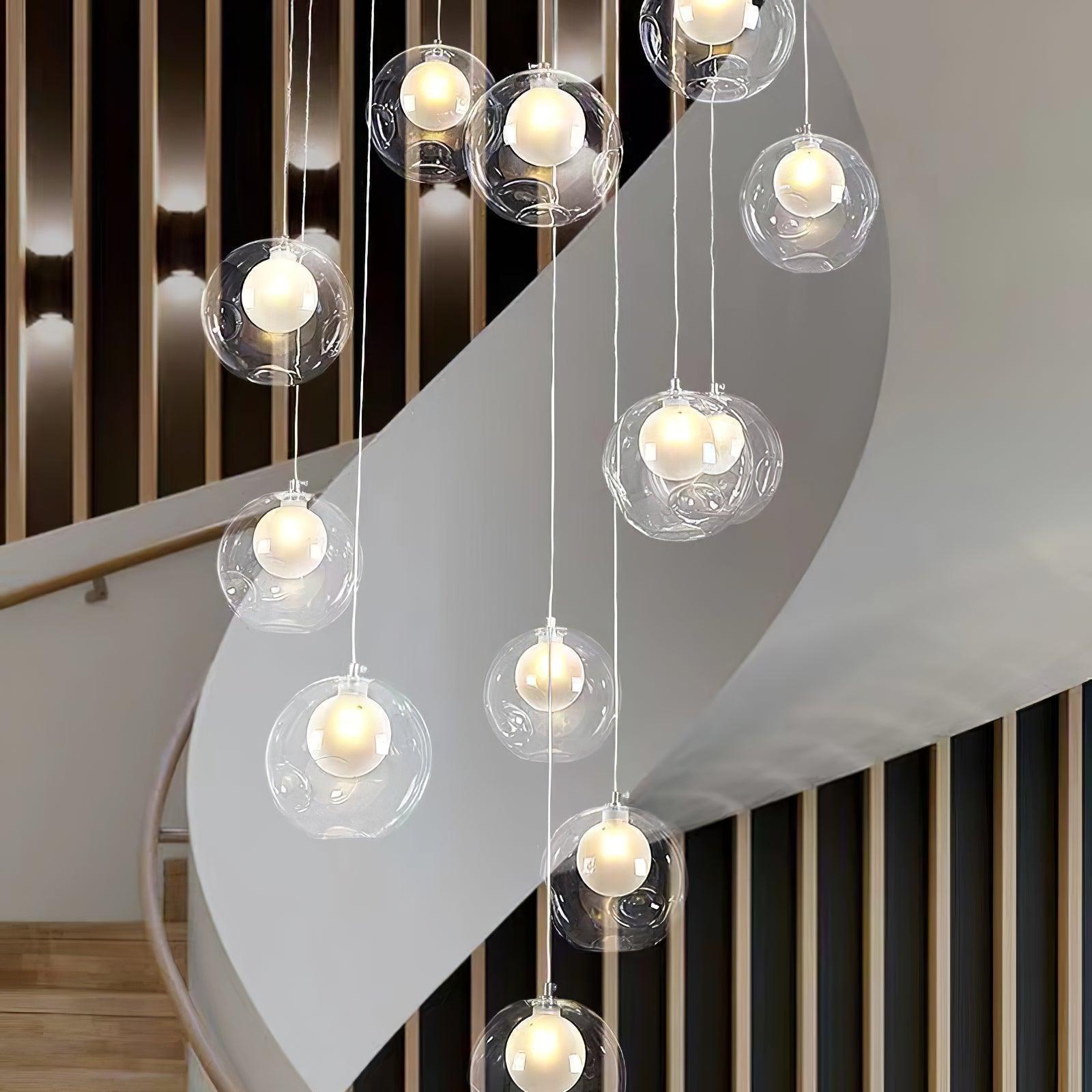 Verona Clear Globe Cluster Chandelier Staircases - Letslighting