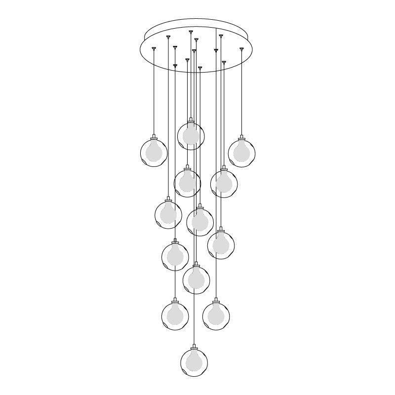 Verona Clear Globe Cluster Chandelier Staircases - Letslighting