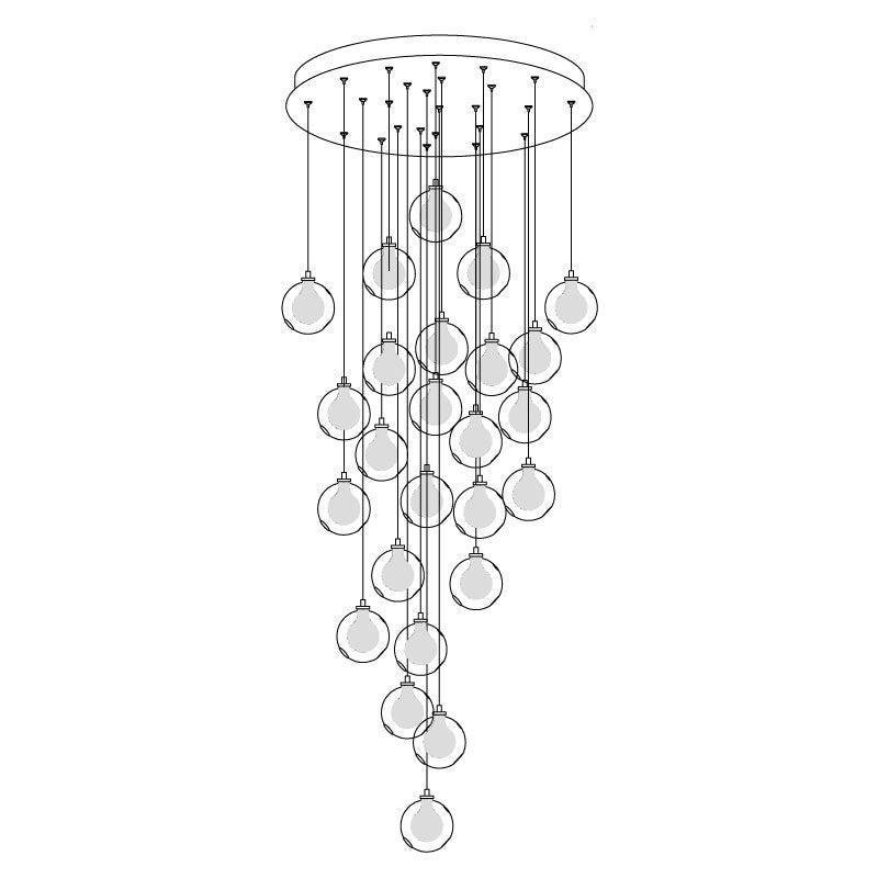 Verona Clear Globe Cluster Chandelier Staircases - Letslighting