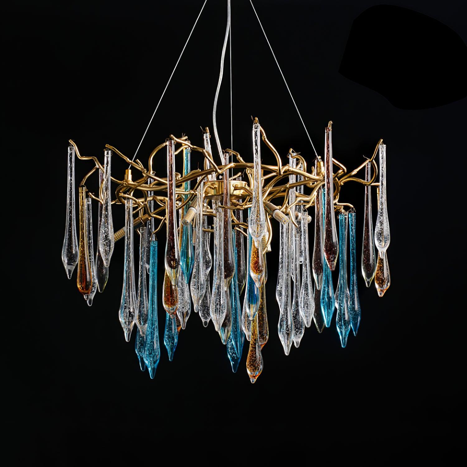 Aurora Chandelier Teardrop Glass Luxe - Blowlighting