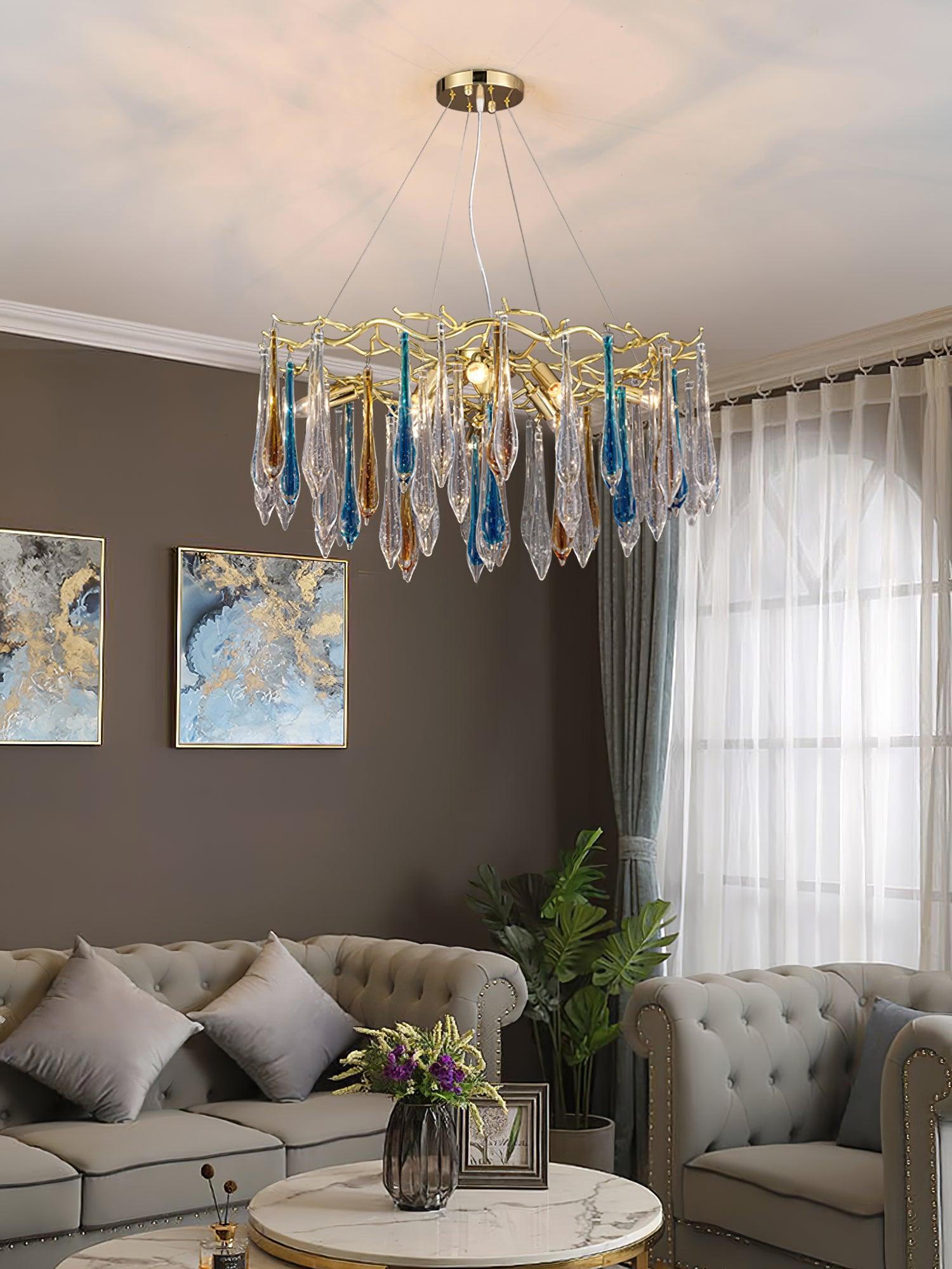 Aurora Chandelier Teardrop Glass Luxe - Blowlighting