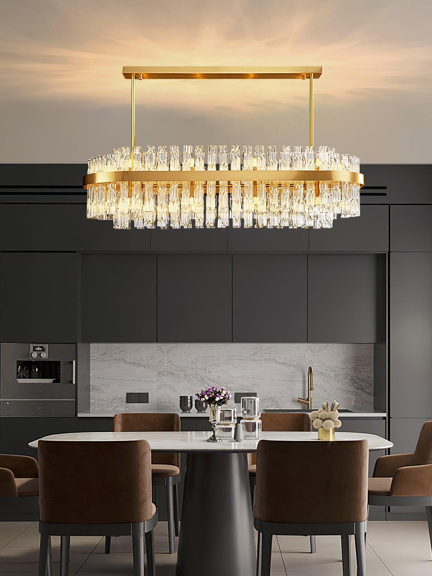 Gold & Clear Rod Chandelier - Blowlighting