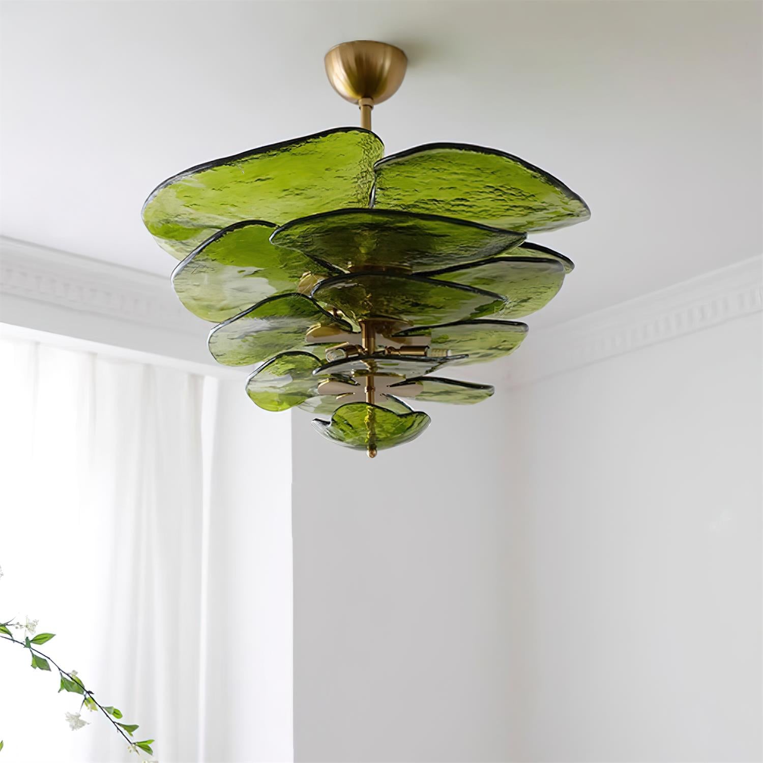 Aurora Chandelier Gold Murano Glass Petal Luxury - Blowlighting
