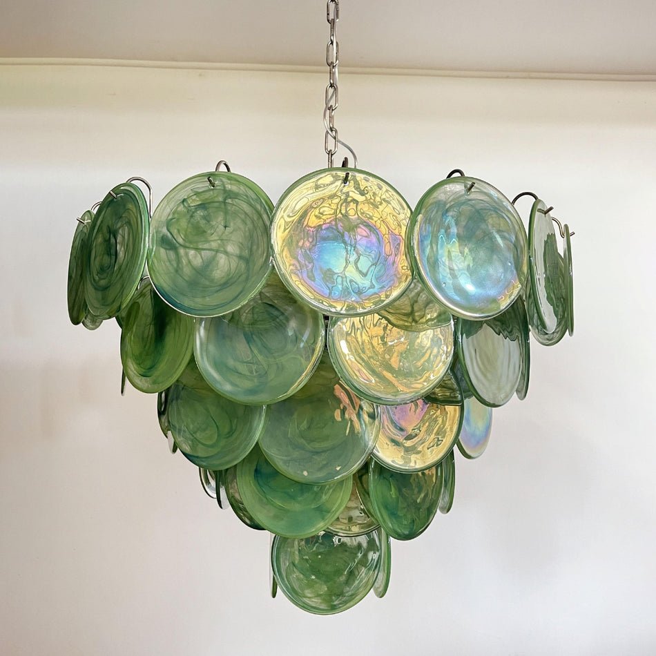 Aurora Chandelier Green Murano Glass Disc - Letslighting