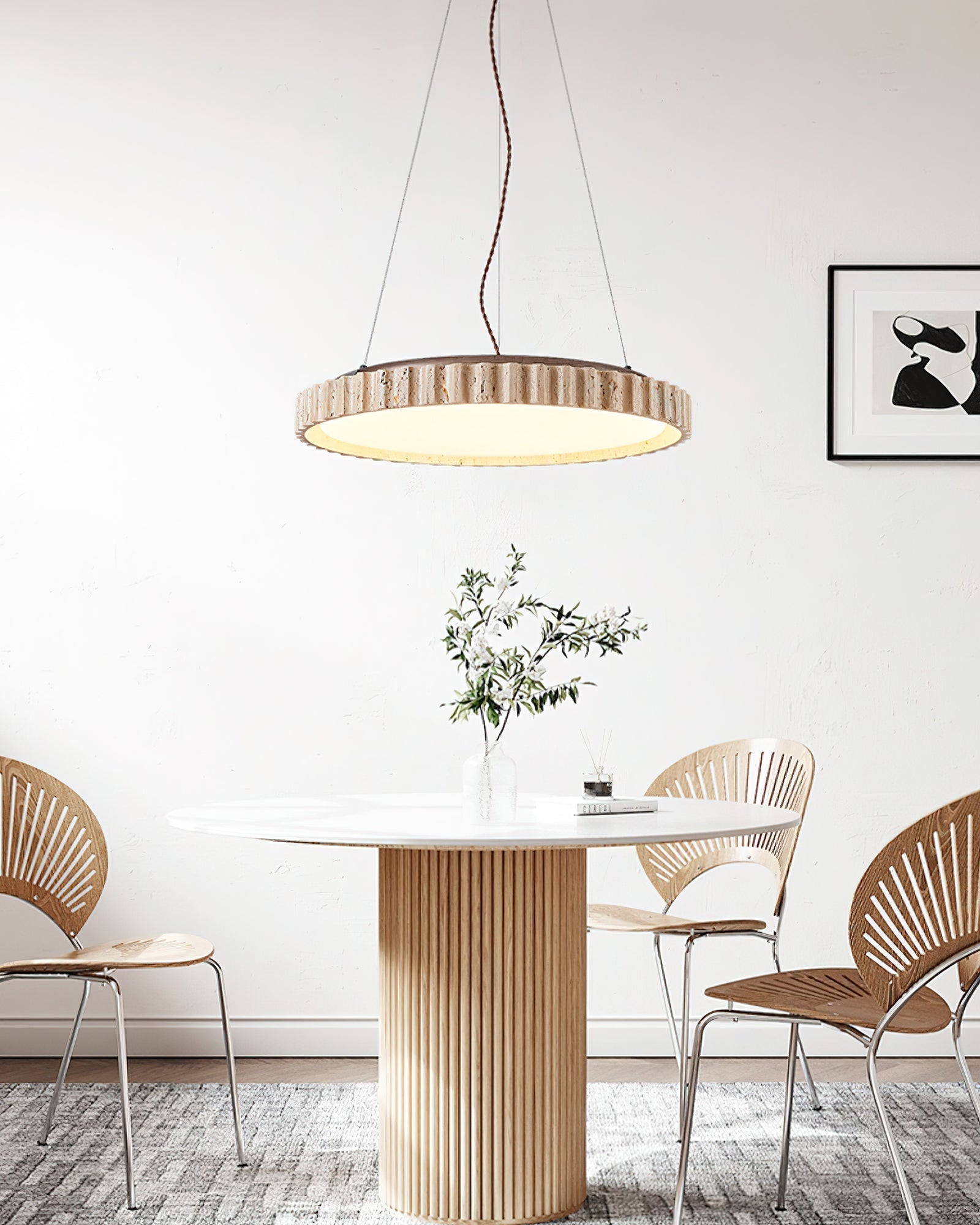 Elvenis Circular Travertine Pendant Light - Letslighting