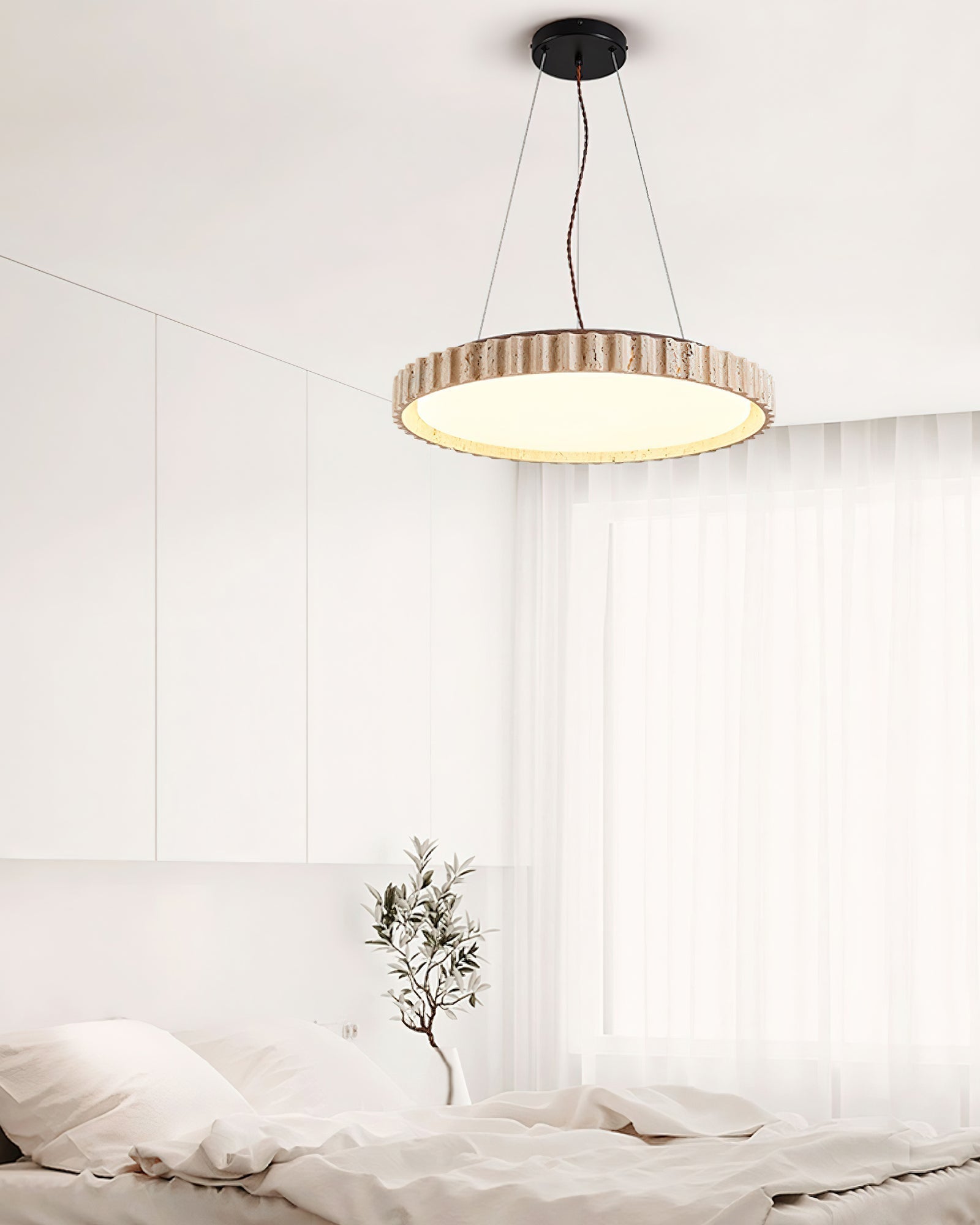 Elvenis Circular Travertine Pendant Light - Letslighting