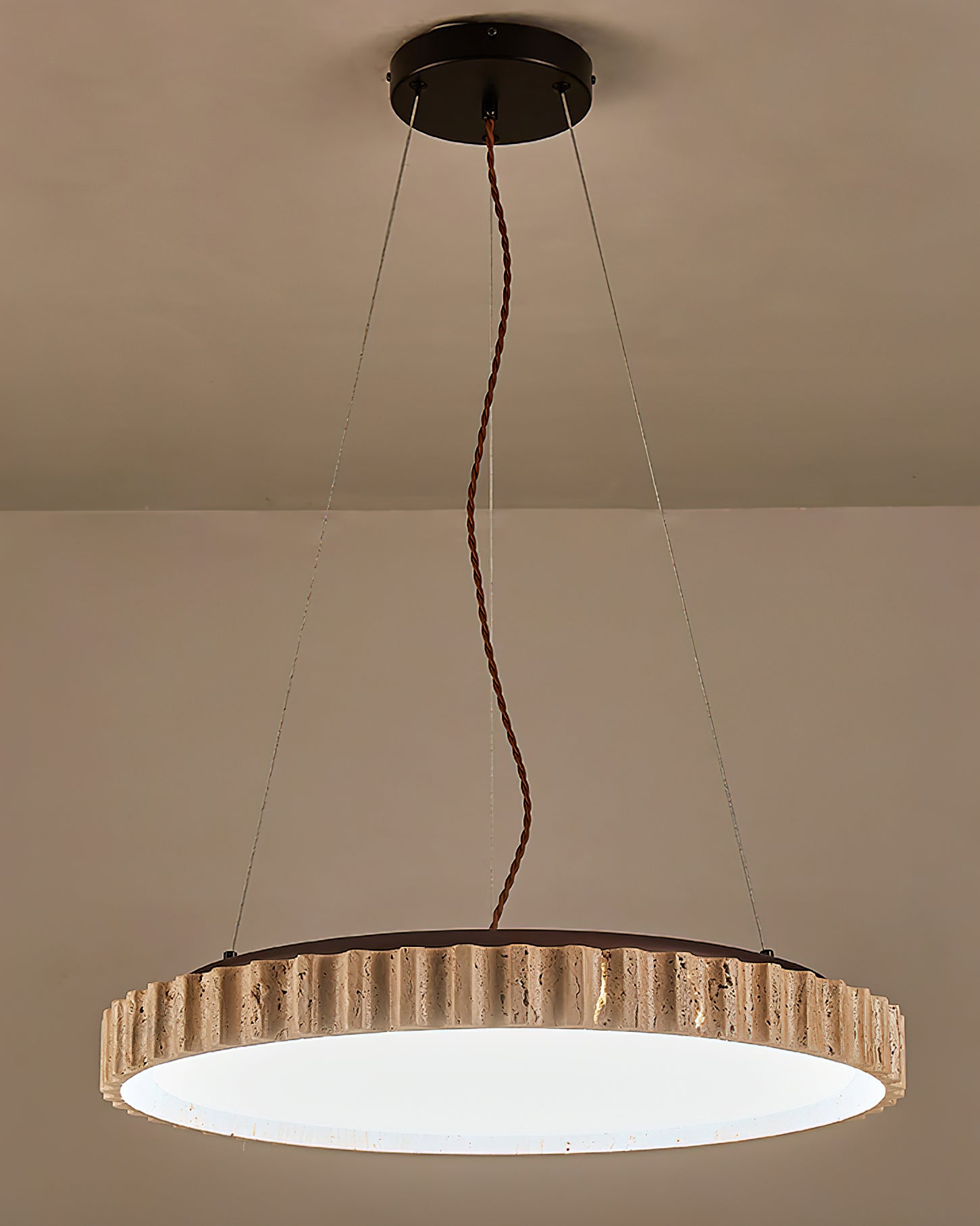 Elvenis Circular Travertine Pendant Light - Letslighting