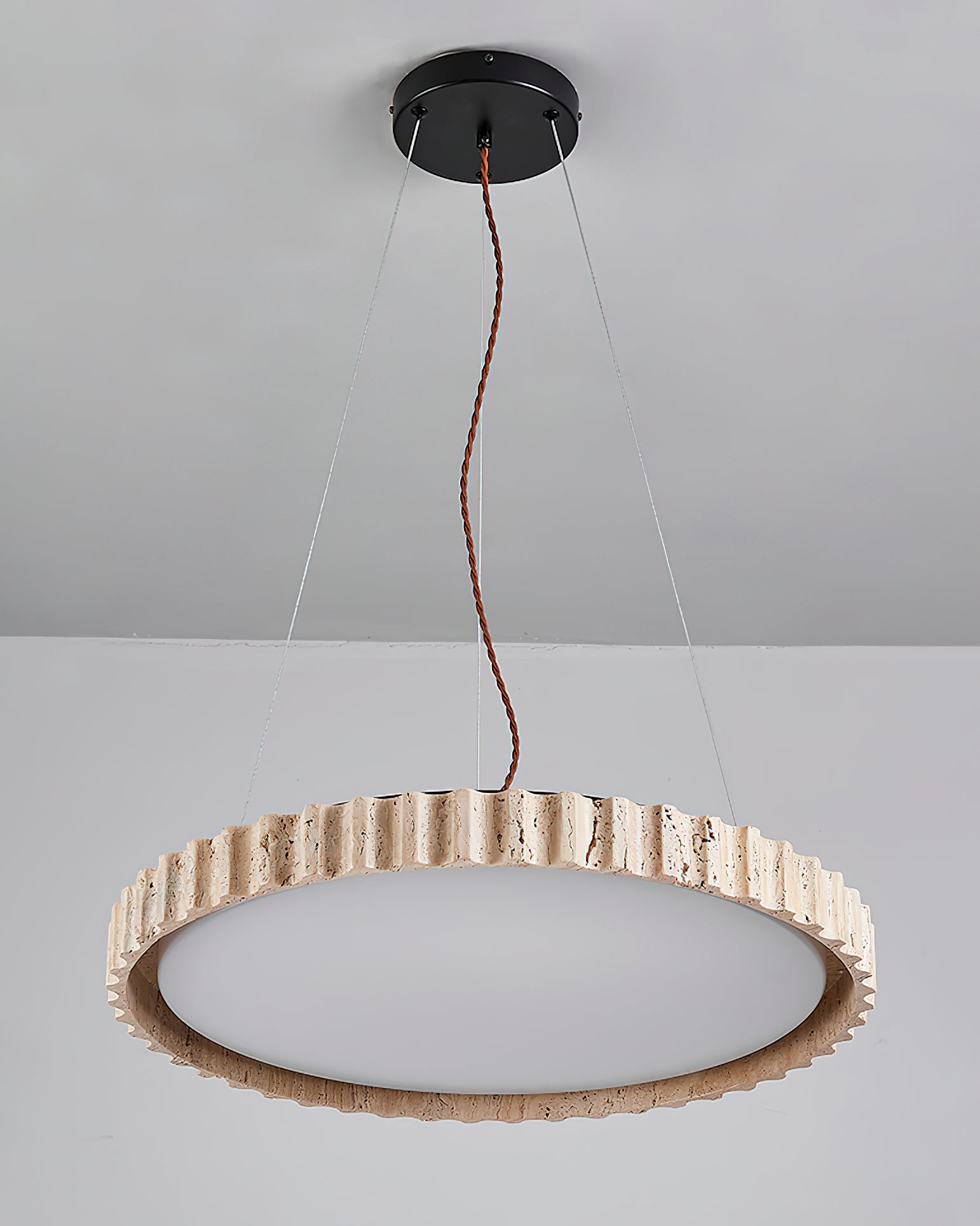 Elvenis Circular Travertine Pendant Light - Letslighting