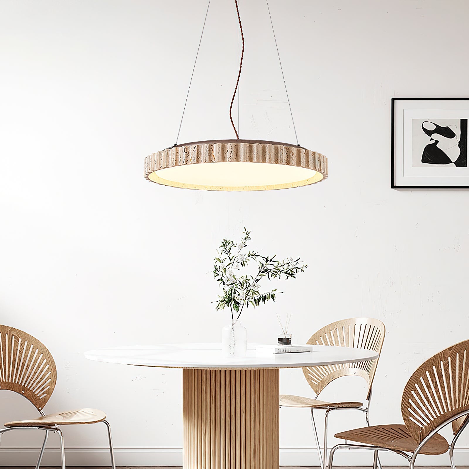 Elvenis Circular Travertine Pendant Light - Letslighting